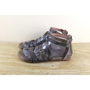 Bed Stu Sandals 7 Gray Leather Cafe Latte Rustic Miya Gladiator Shoes Boho